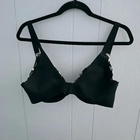 Soma Vanishing Back Full Coverage Bra Size 38C – Black Ivory Leaf Print - Picture 2 of 6